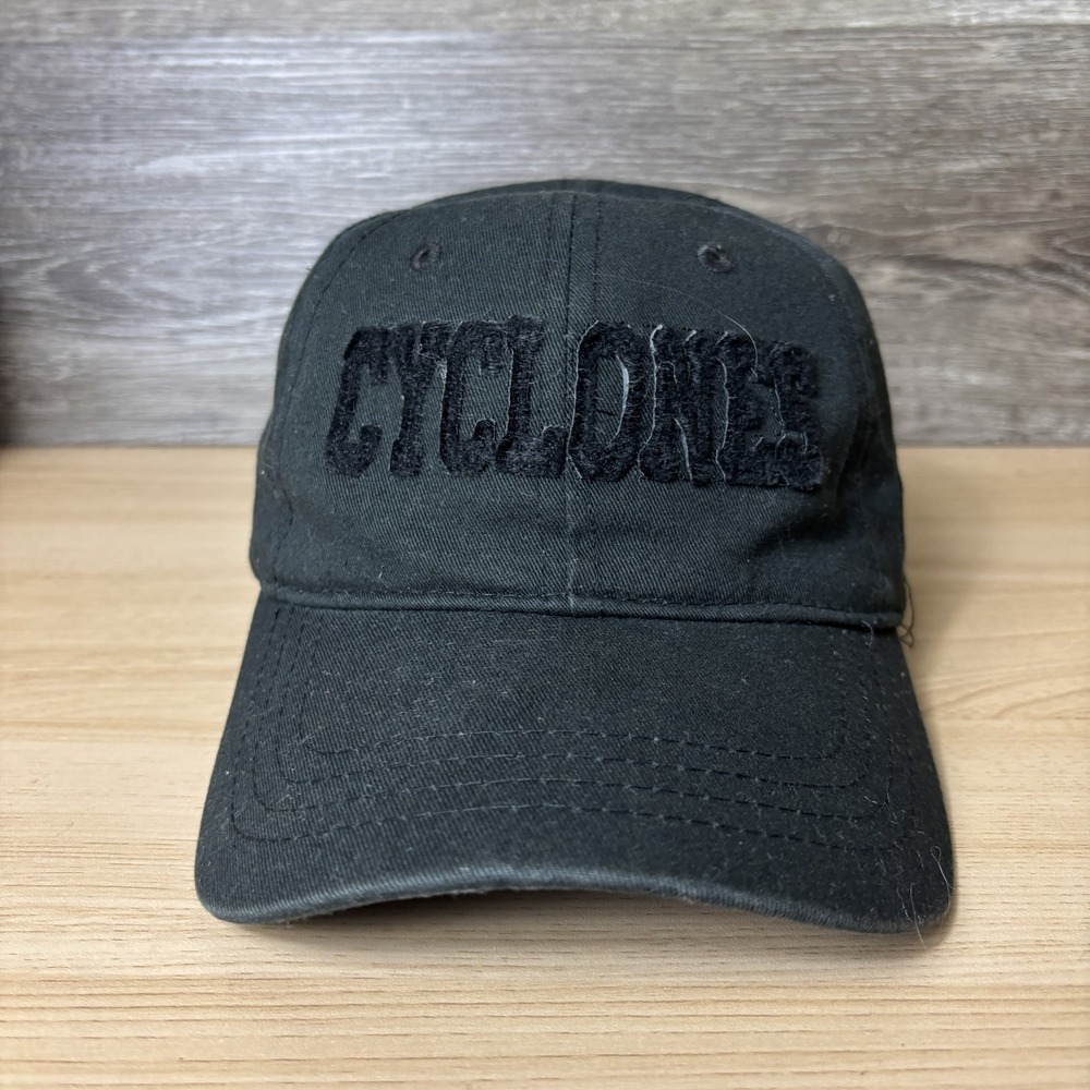 Cyclones Hat Cap Strap Back Black Embroidered Script The Game Cotton Mens